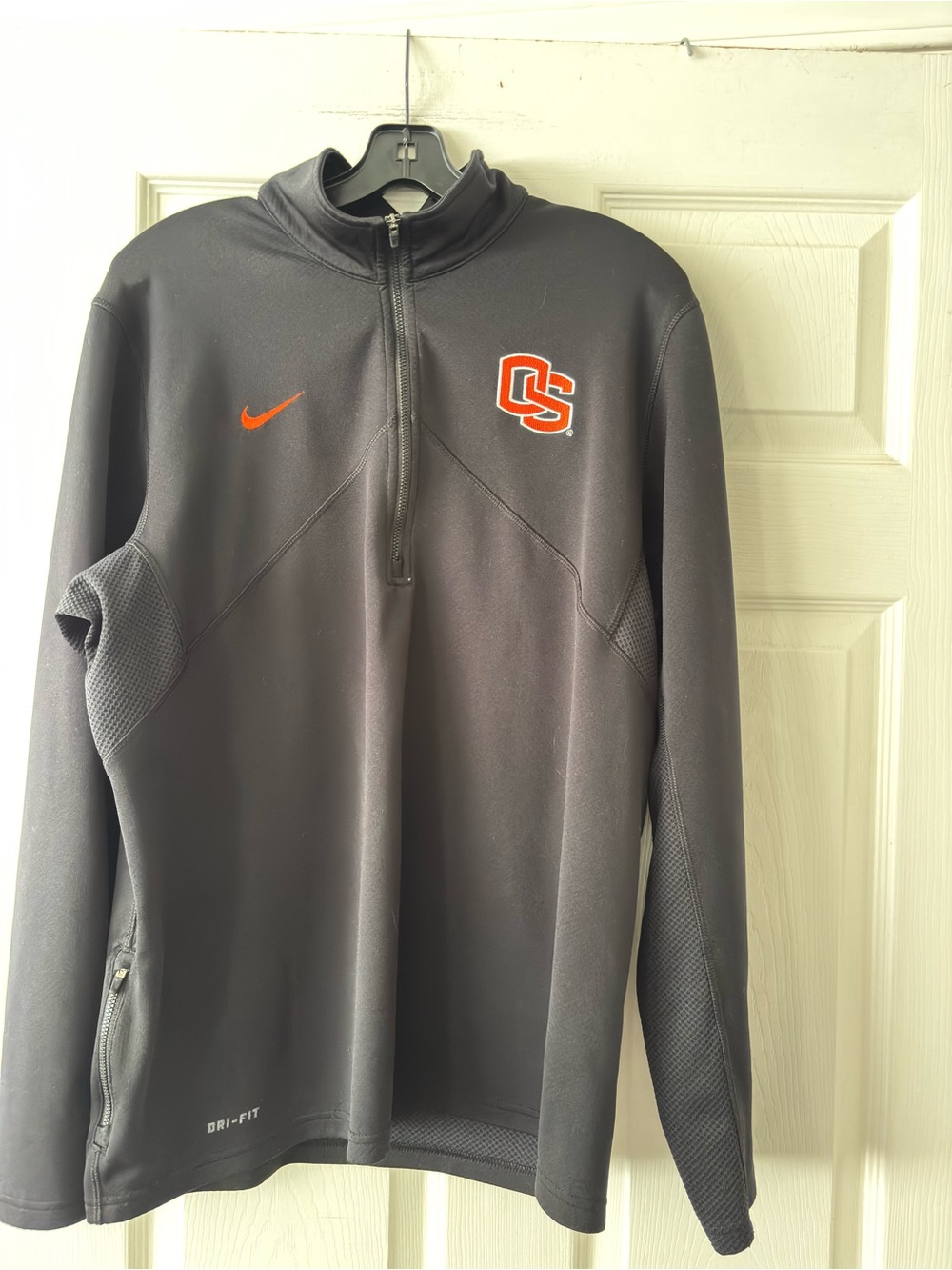 Nike Black Lightweight Quarter-Zip with Orange OSU Logo